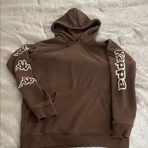 Kappa Chocolate Brown Hoodie with White Accents